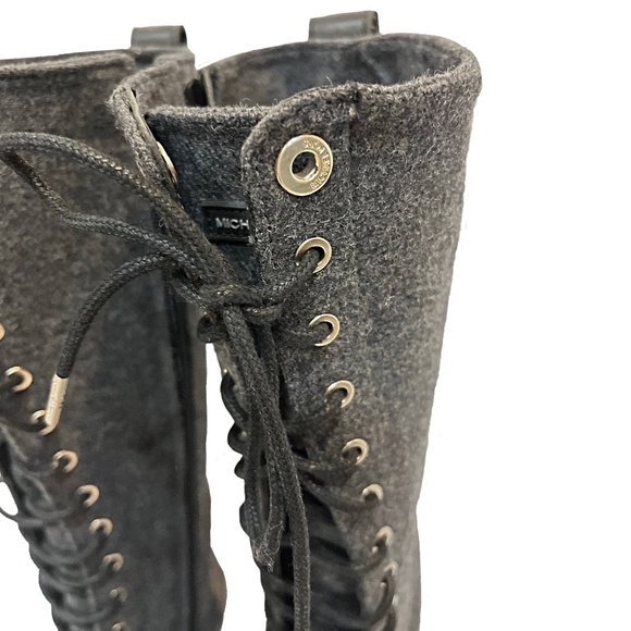 Michael Kors Easton Flannel and Rubber Tall Rain Boot, Black / Gray, Size 7 - Picture 8 of 11